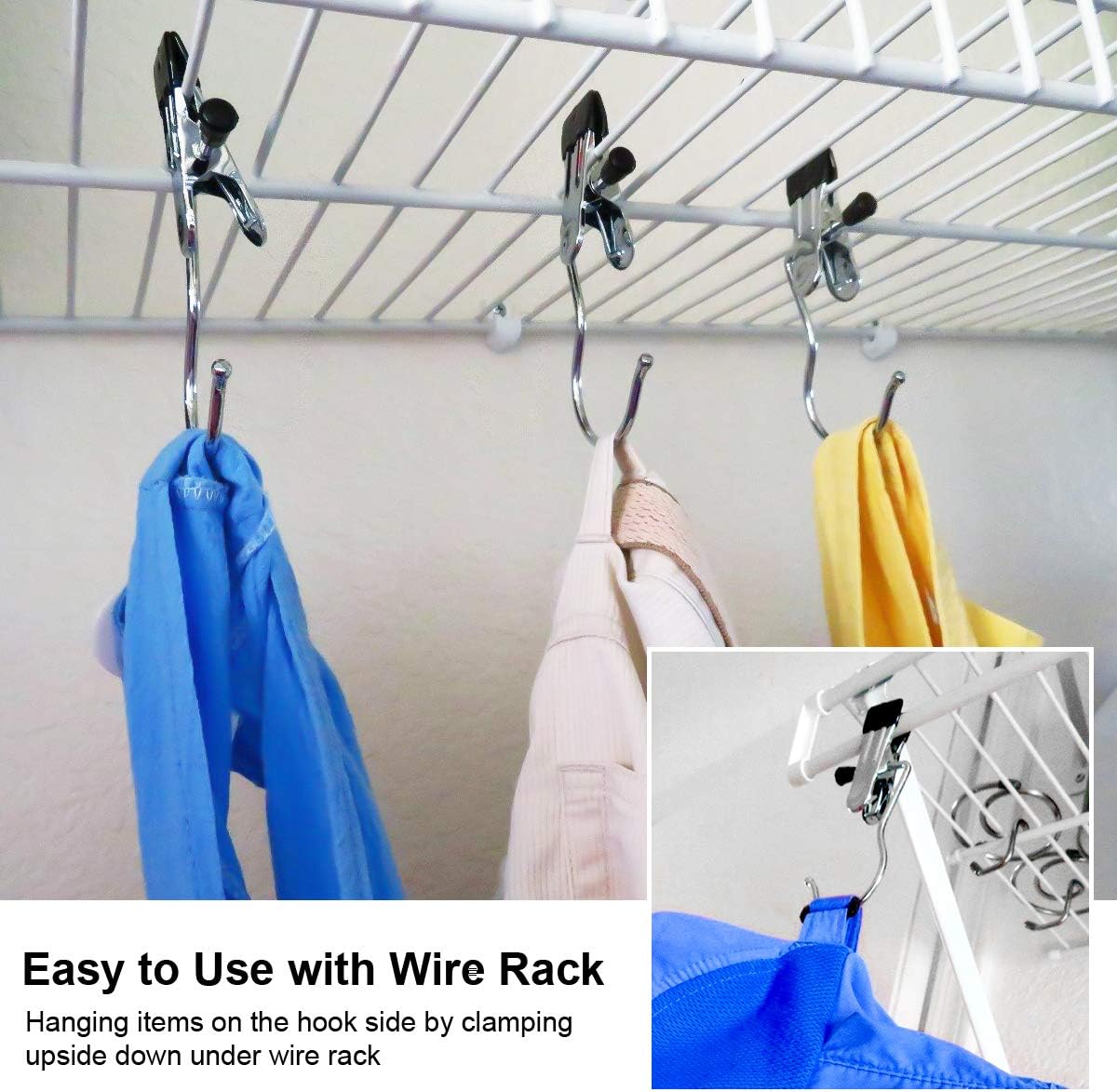 Boot Hanging Clips Hooks - 8 Pcs Boot Hangers Laundry Clips Stainless Steel Clothes Pins for Drying Sock (Black) - Image 4
