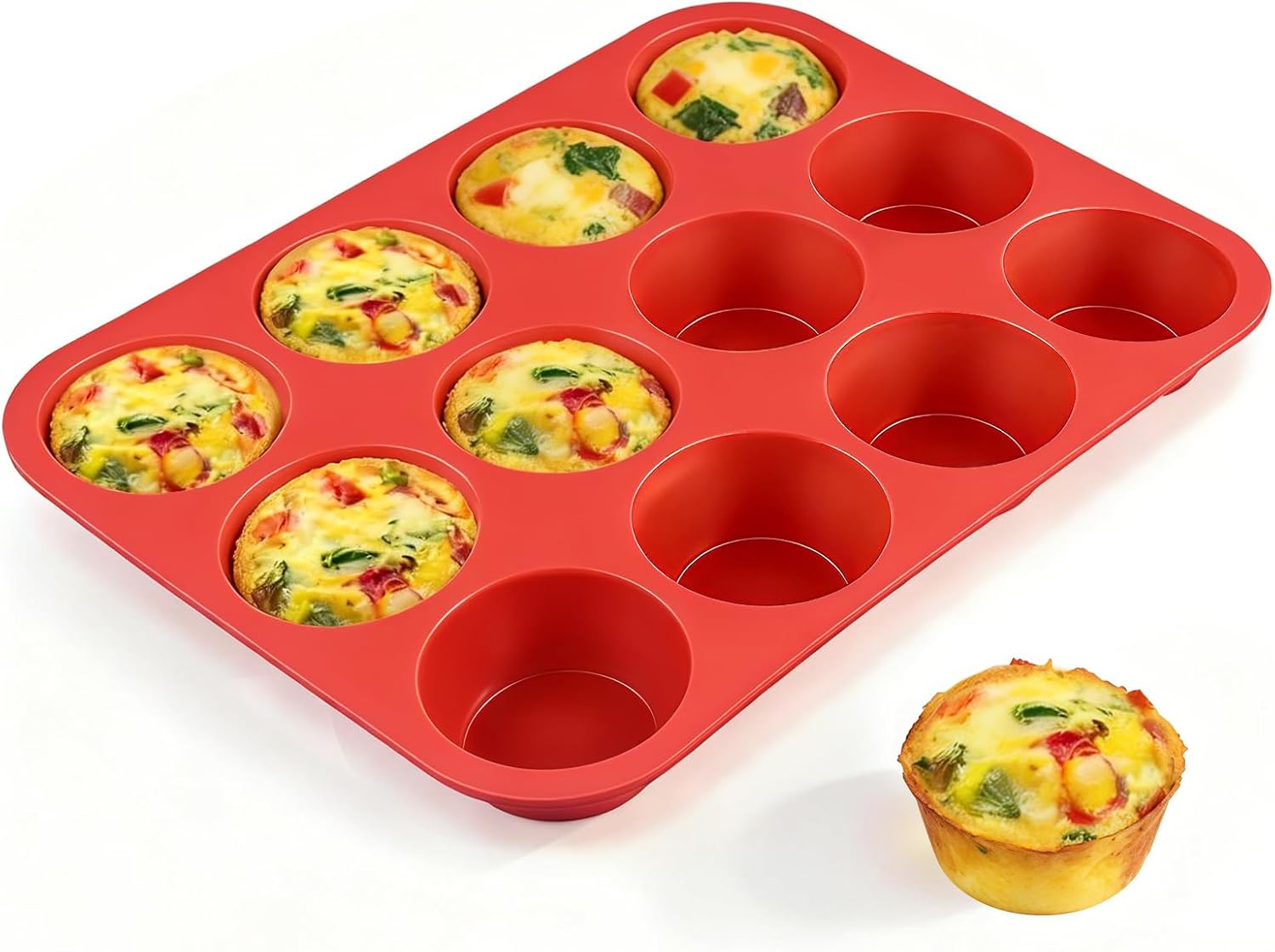 12 Cups Silicone Muffin Pan - Nonstick Cupcake Pan 1 Pack Regular Size Silicone Mold for Baking - Image 1