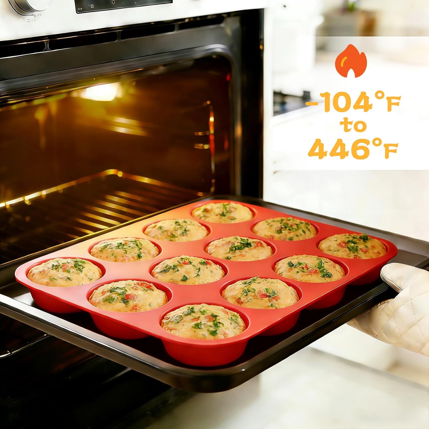12 Cups Silicone Muffin Pan - Nonstick Cupcake Pan 1 Pack Regular Size Silicone Mold for Baking - Image 8