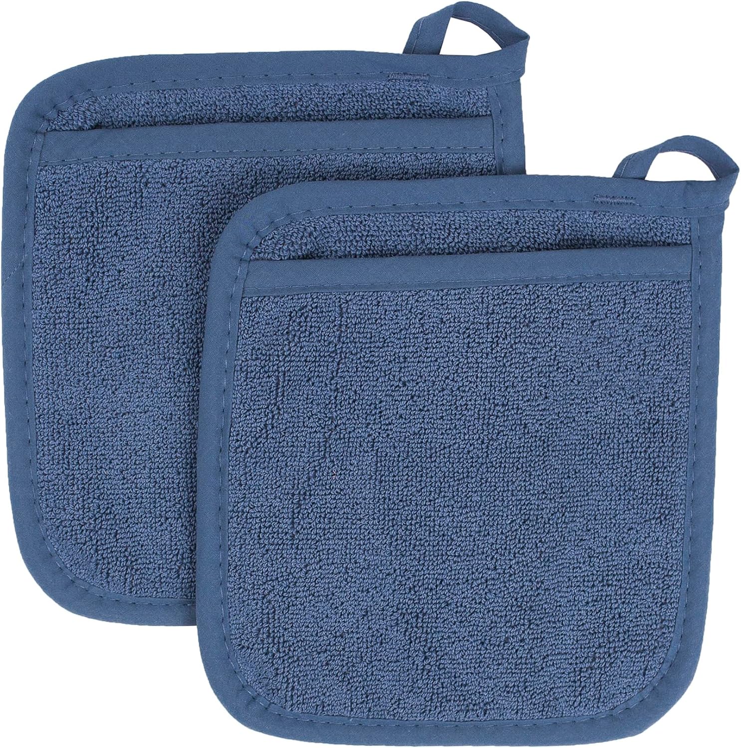 Terry Pocket Mitt & Hot Pad: Unparalleled Heat Resistant, Durable 100% Cotton – Ergonomically Designed for Optimal Grip – Easy-Care Machine Washable – 2-Pack, Federal Blue - Image 1