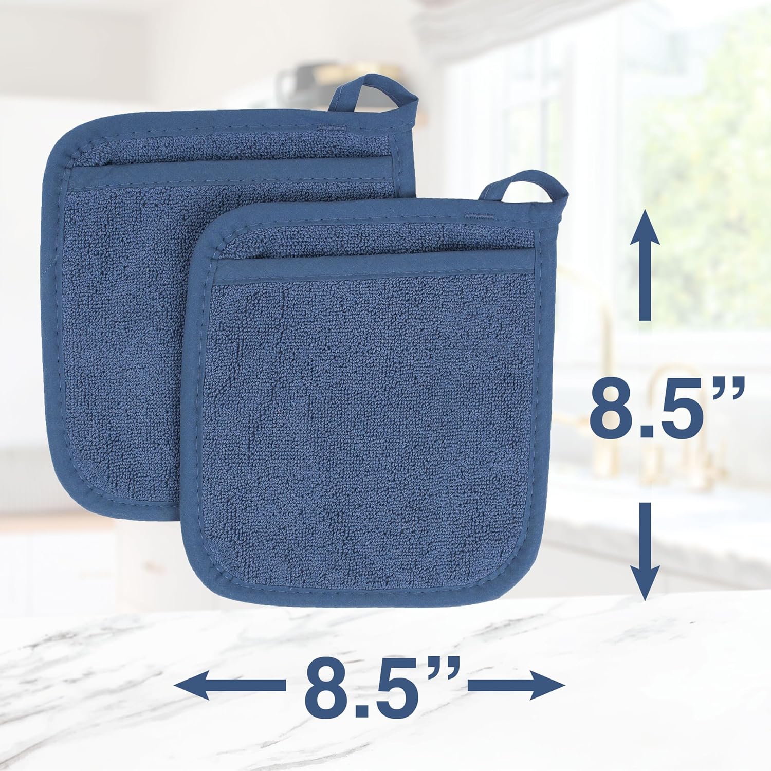 Terry Pocket Mitt & Hot Pad: Unparalleled Heat Resistant, Durable 100% Cotton – Ergonomically Designed for Optimal Grip – Easy-Care Machine Washable – 2-Pack, Federal Blue - Image 7