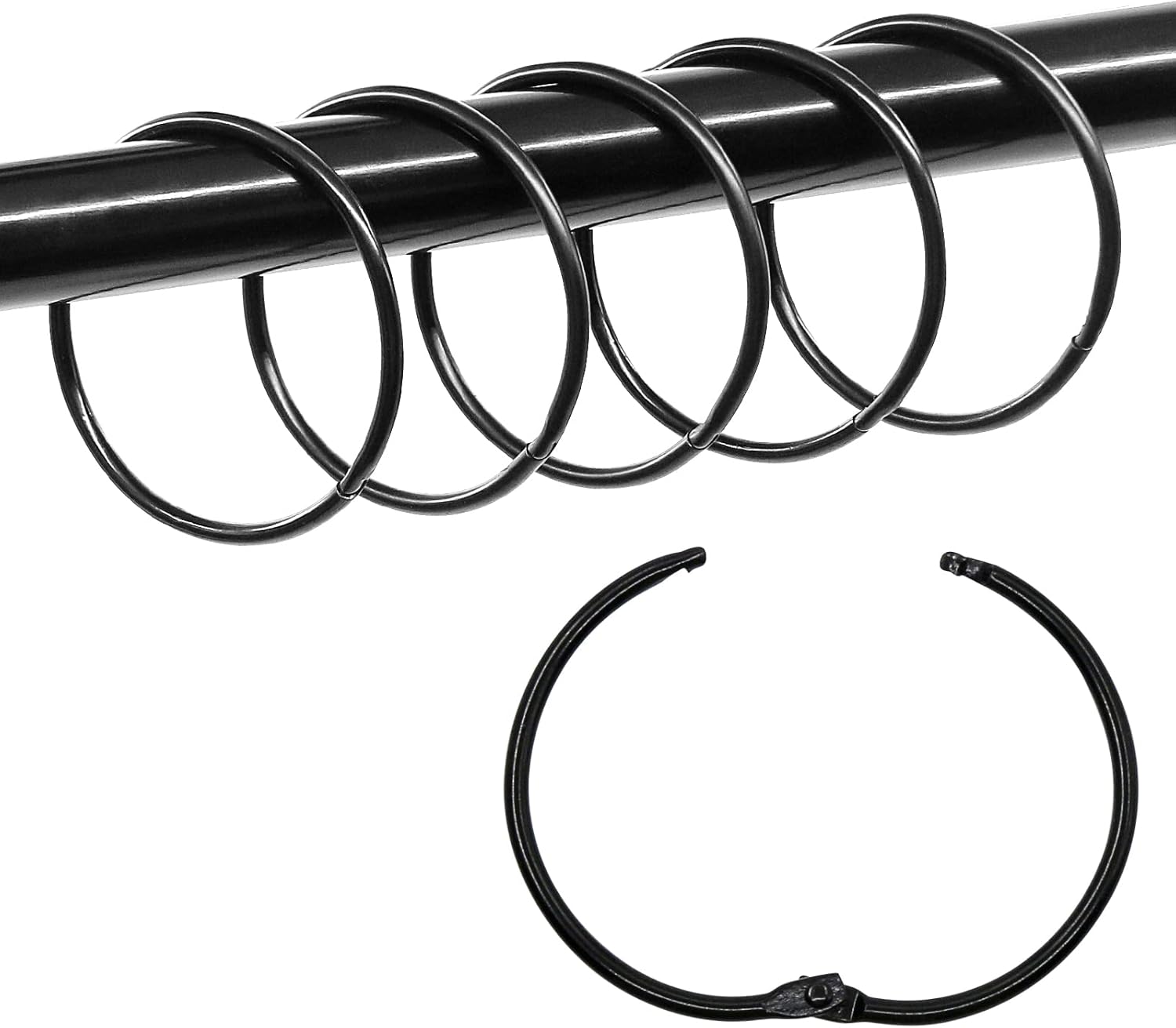 Loose Leaf Binder Book Rings -  36 Pcs 2 Inch Large Metal O Ring Binding Rings for Index Card, School Notecards, Office (Black) - Image 1