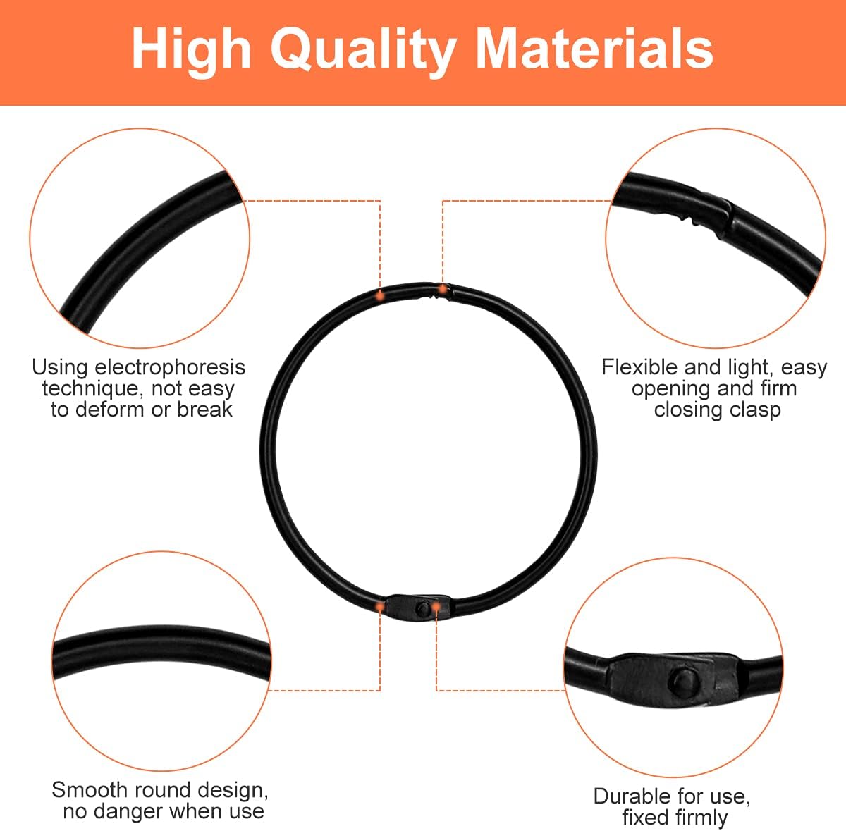 Loose Leaf Binder Book Rings -  36 Pcs 2 Inch Large Metal O Ring Binding Rings for Index Card, School Notecards, Office (Black) - Image 7