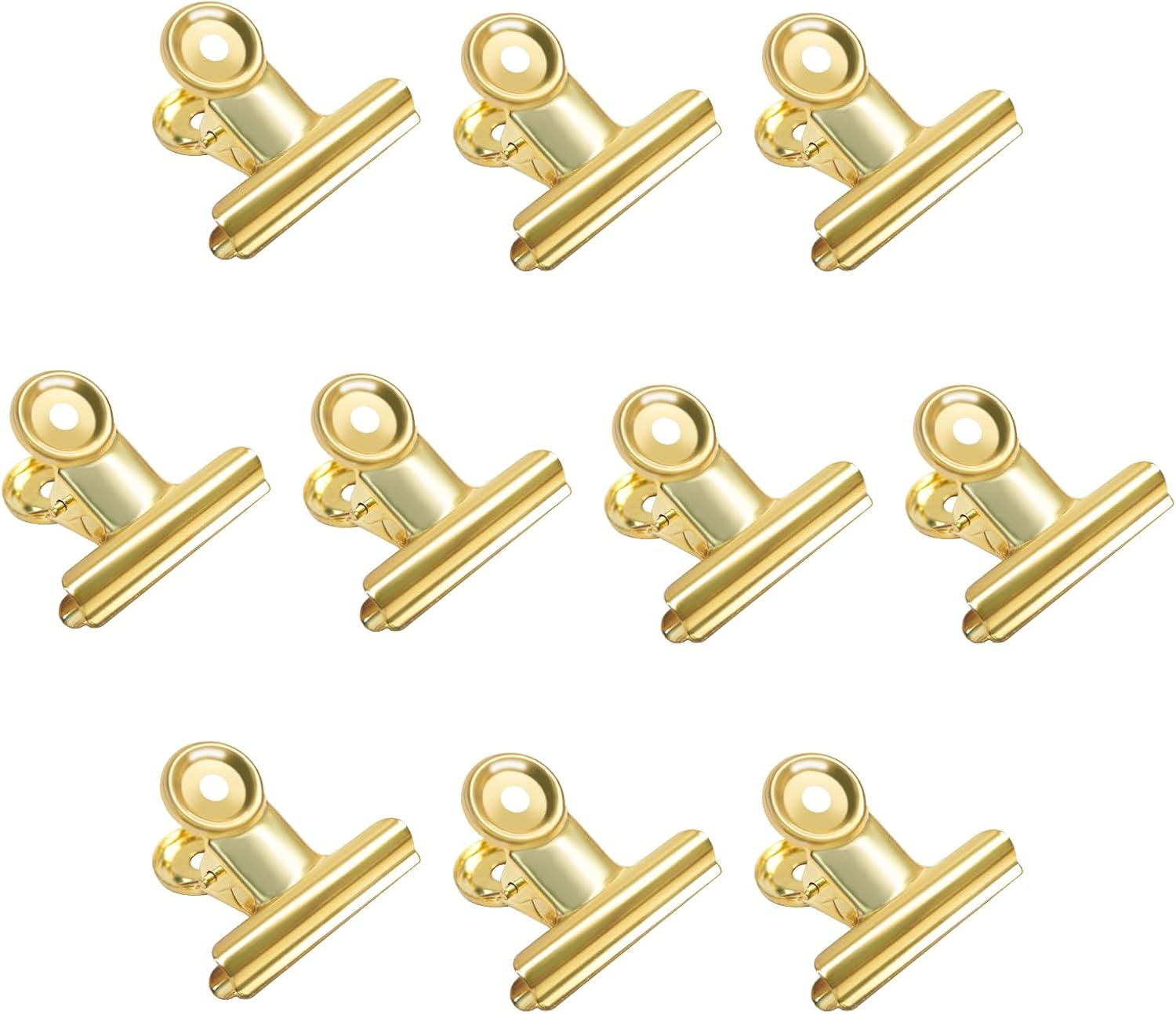 Gold Bull Hinge Paper Clips -  10 Pack 2 Inch Stainless Steel Large Metal Binder Clips for Pictures Photos, Home Kitchen, Office Supplies (50 mm) - Image 1