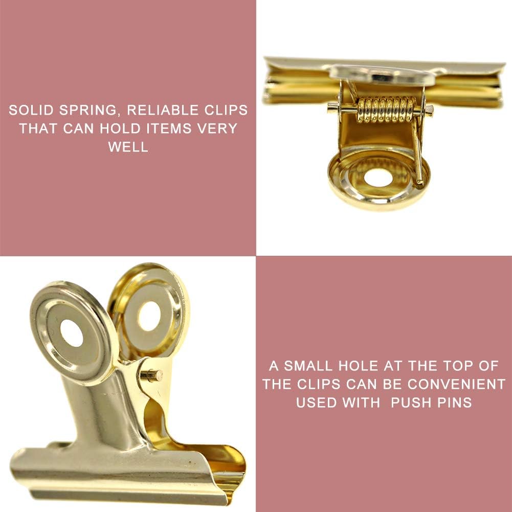 Gold Bull Hinge Paper Clips -  10 Pack 2 Inch Stainless Steel Large Metal Binder Clips for Pictures Photos, Home Kitchen, Office Supplies (50 mm) - Image 5