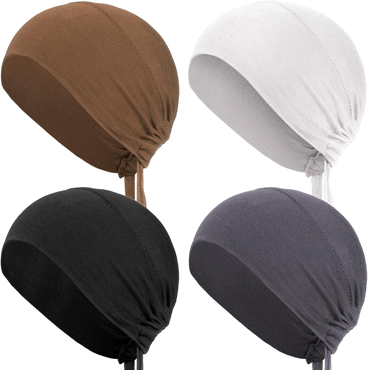 4 Pieces Women Under Scarf Hat Hijab Cap Islamic Muslim Under Scarf Turban Beanie Cap - Image 1