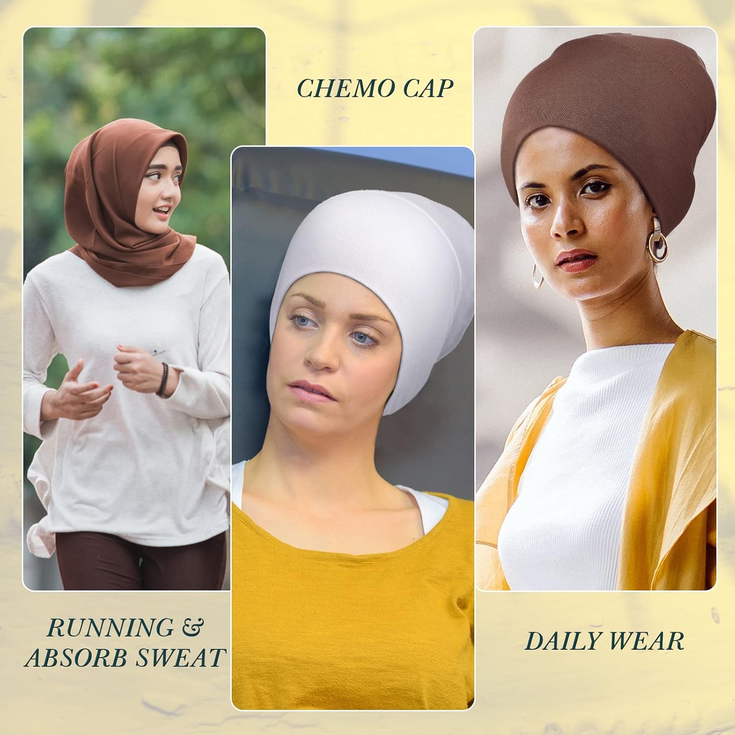 4 Pieces Women Under Scarf Hat Hijab Cap Islamic Muslim Under Scarf Turban Beanie Cap - Image 4