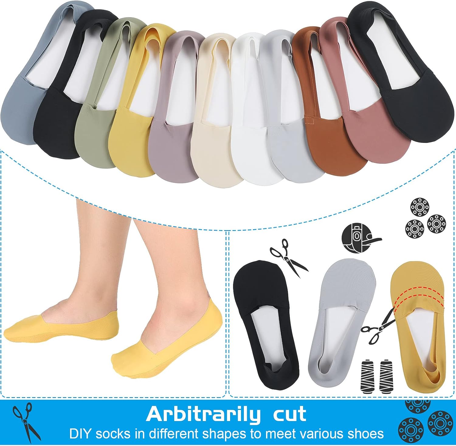10 Pairs No Show Socks - Women & Men, Low Cut, Liner, Ice Silk, Nonslip, Invisible, Thin - Image 5