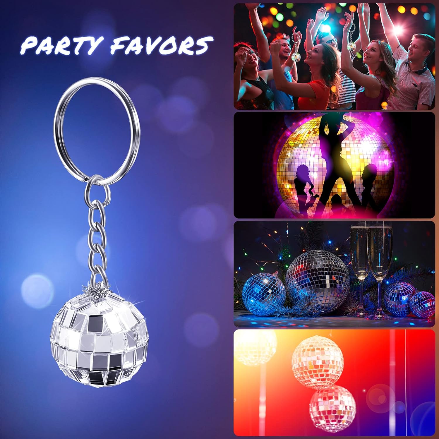 12 Pieces Mini Mirror Disco Ball Keychains Bulk Silver Disco Ball 70s 80s 90s Keychains Accessories Party Favors for Halloween Christmas Thanksgiving Party Supplies Decorations - Image 3