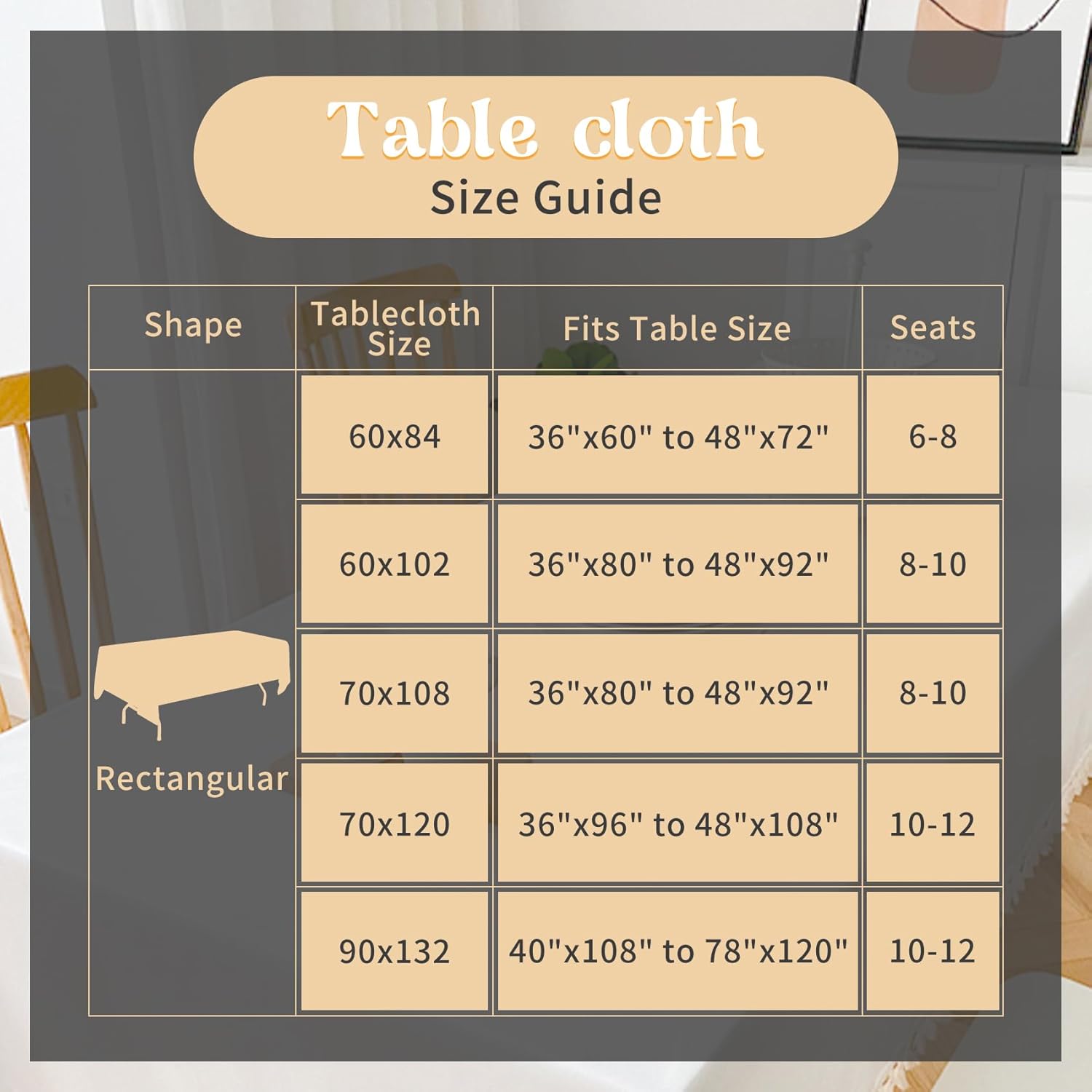 2 Pack 60 x 102 Inch Black Rectangle Tablecloth for 6 Foot Table Washable Reusable Outdoor Polyester Fabric Decorative Table Cover for Dining, Buffet, Camping, Baby Shower, Party - Image 7