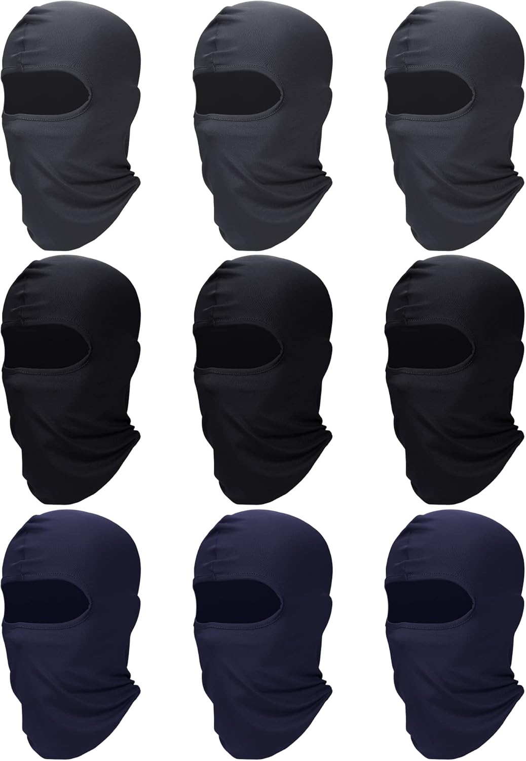 9 Pieces Balaclava Full Face Mask UV Sun Protection Face Cover Summer Cooling Neck Gaiter Breathable Windproof Hood (Black, Gray, Navy Blue), One Size - Image 1