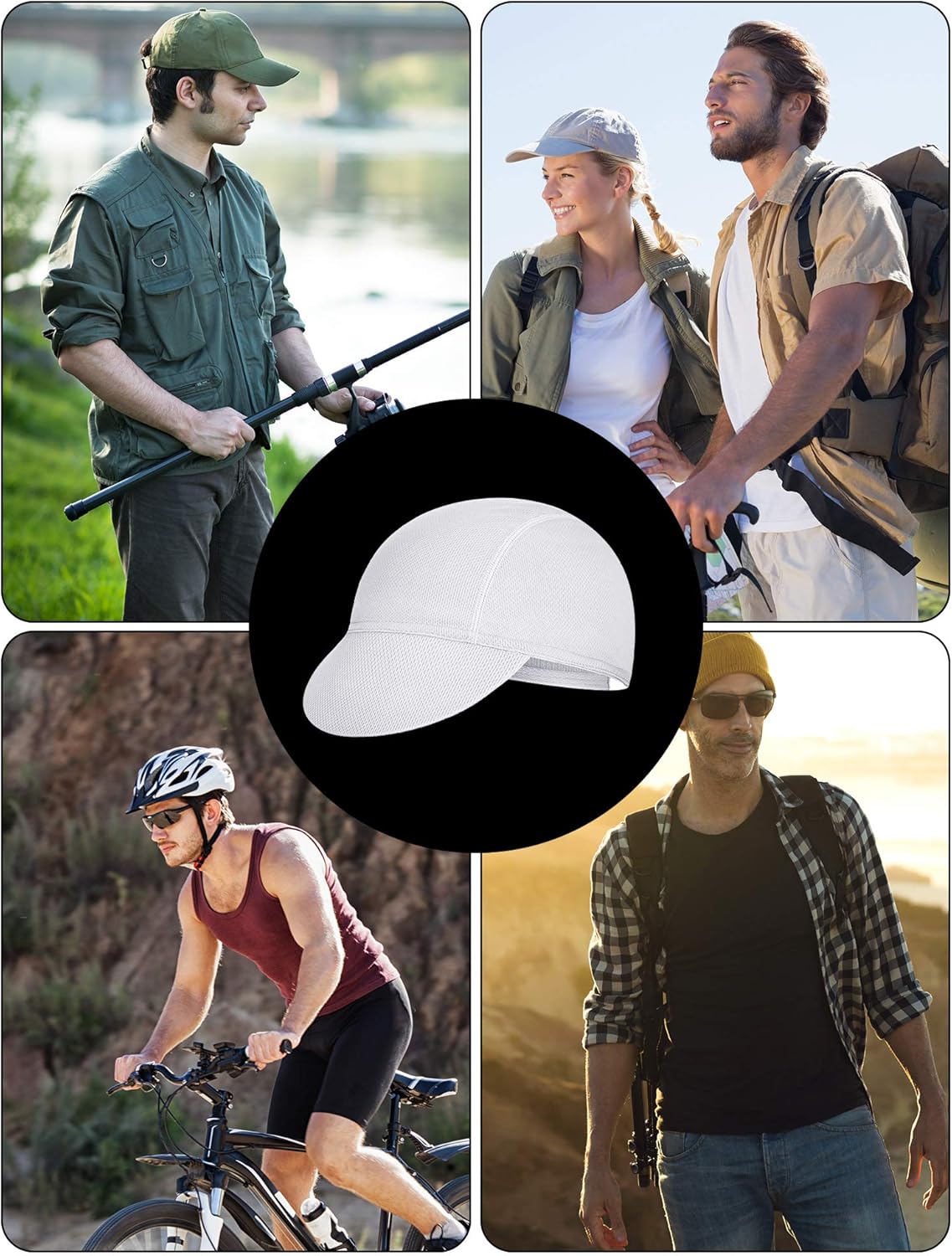 4 Pieces Summer Unisex Cycling Cap Breathable Bicycle Caps Sweat-Absorbing Biking Caps for Women Men Running Outdoor Sports - Image 7