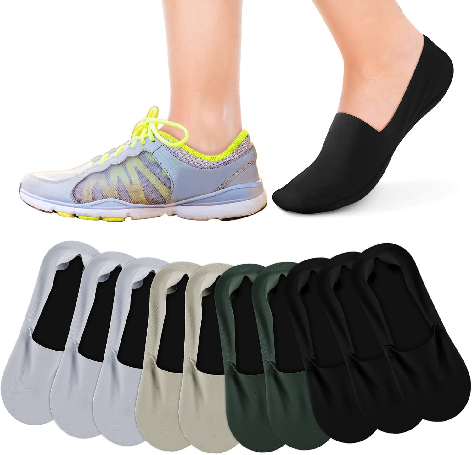 10 Pairs No Show Socks Women Men Low Cut Liner Socks Ice Silk Socks Nonslip Liner Socks Invisible Socks Thin Socks - Image 1