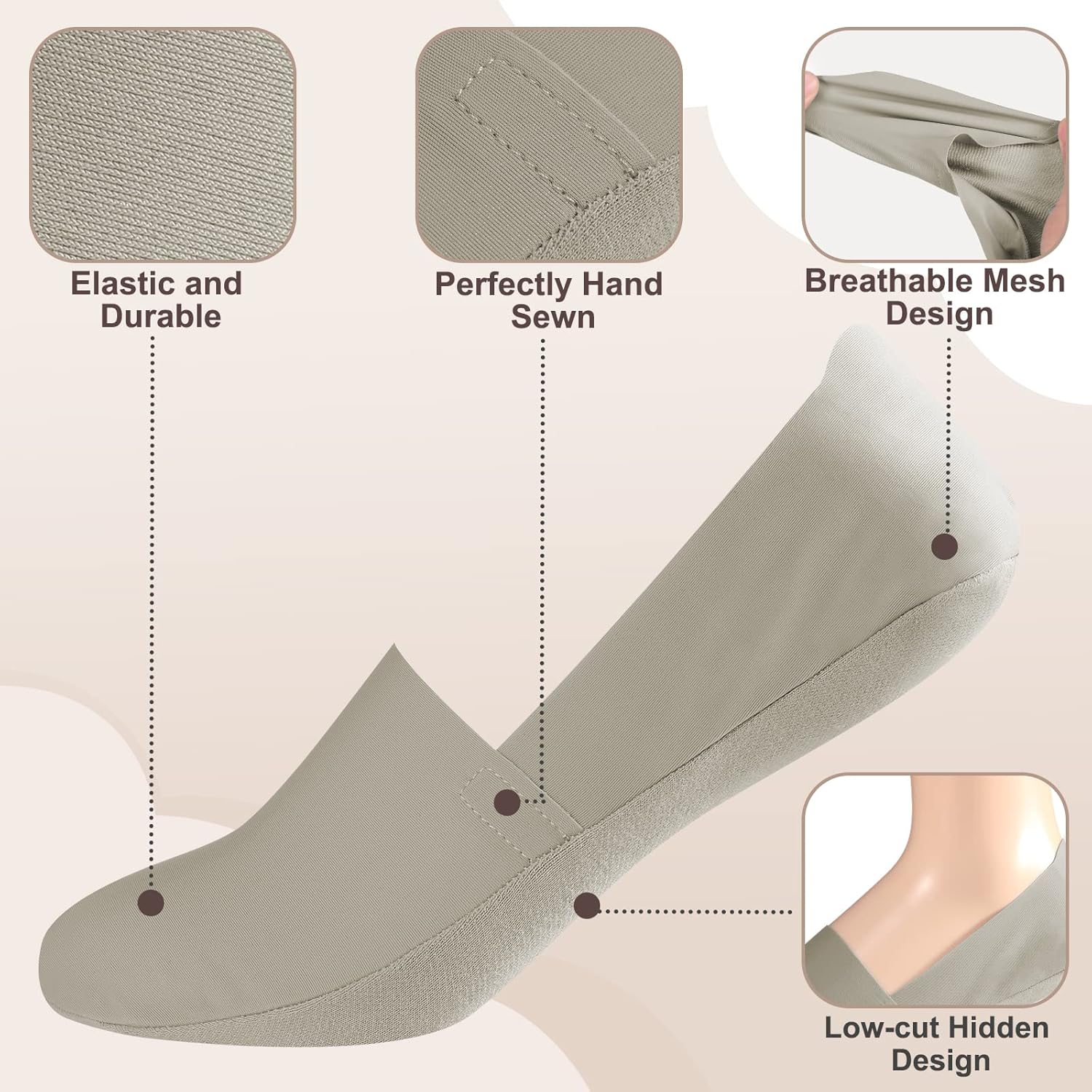 10 Pairs No Show Socks Women Men Low Cut Liner Socks Ice Silk Socks Nonslip Liner Socks Invisible Socks Thin Socks - Image 5