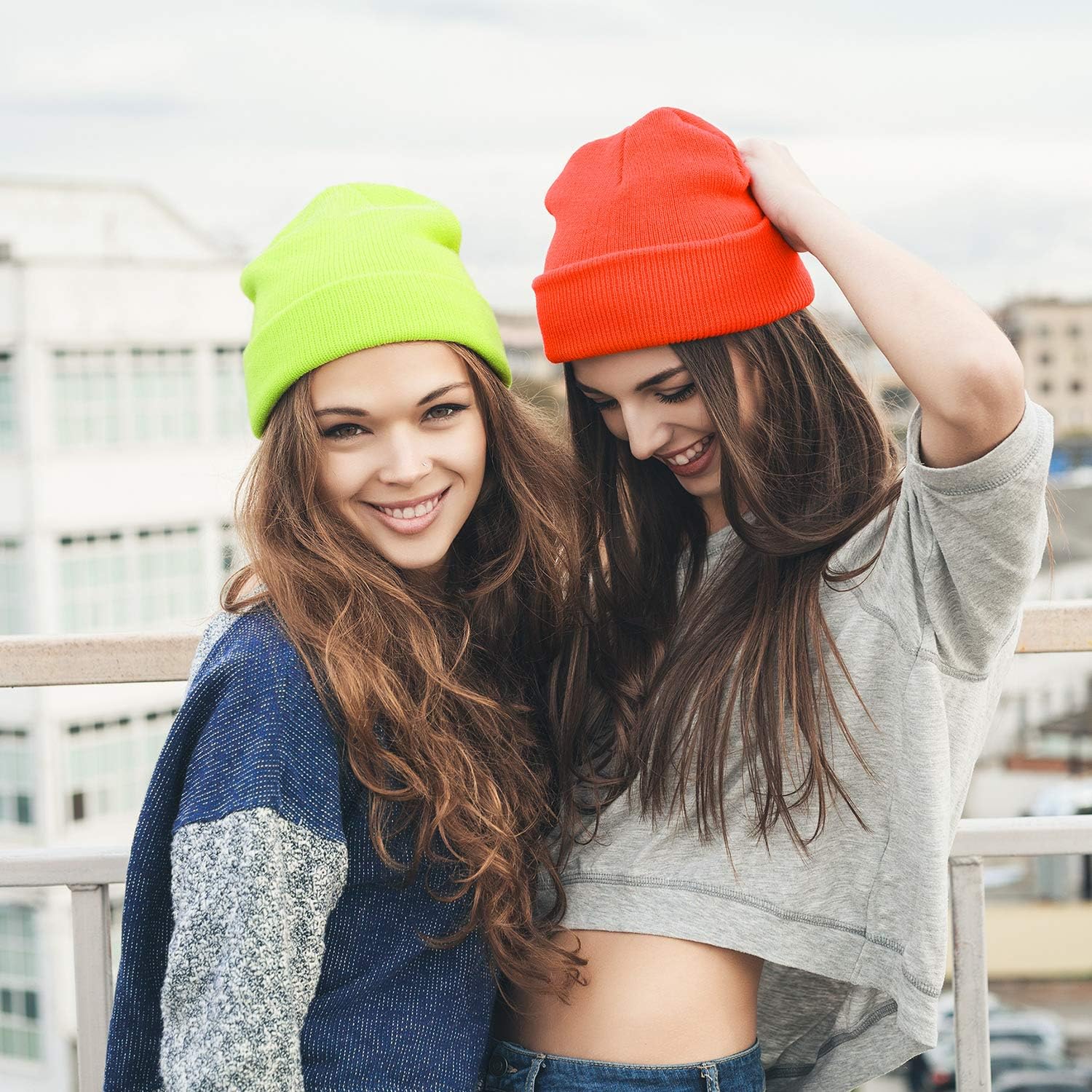 6 Pieces Neon Beanie Hat Acrylic Watch Winter Hat Plain Knit Long Skullcap Fisherman Beanie Unisex, Medium - Image 5
