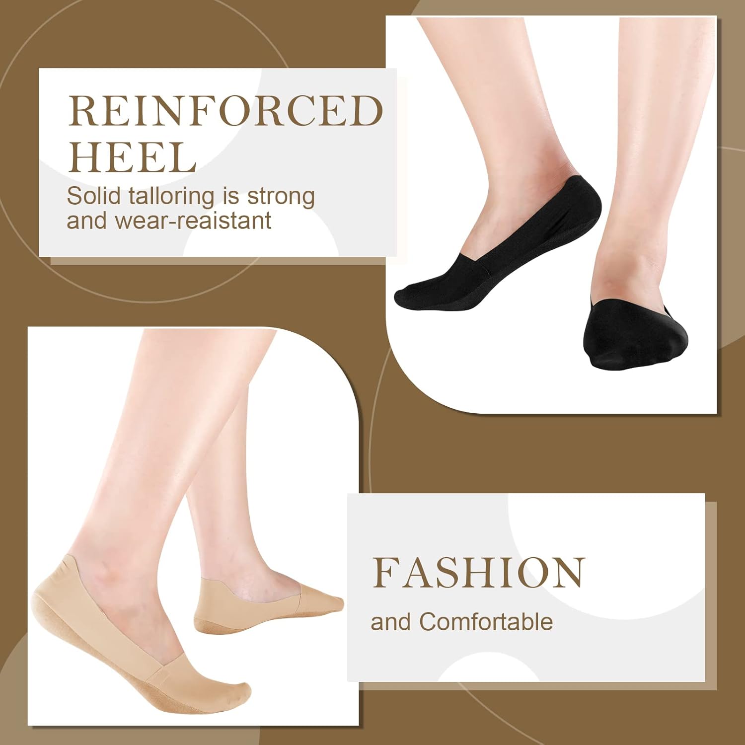 Ice Silk No Show Socks - 10 Pairs, Low Cut, Nonslip, Invisible, Thin (Black, Nude) - Image 2