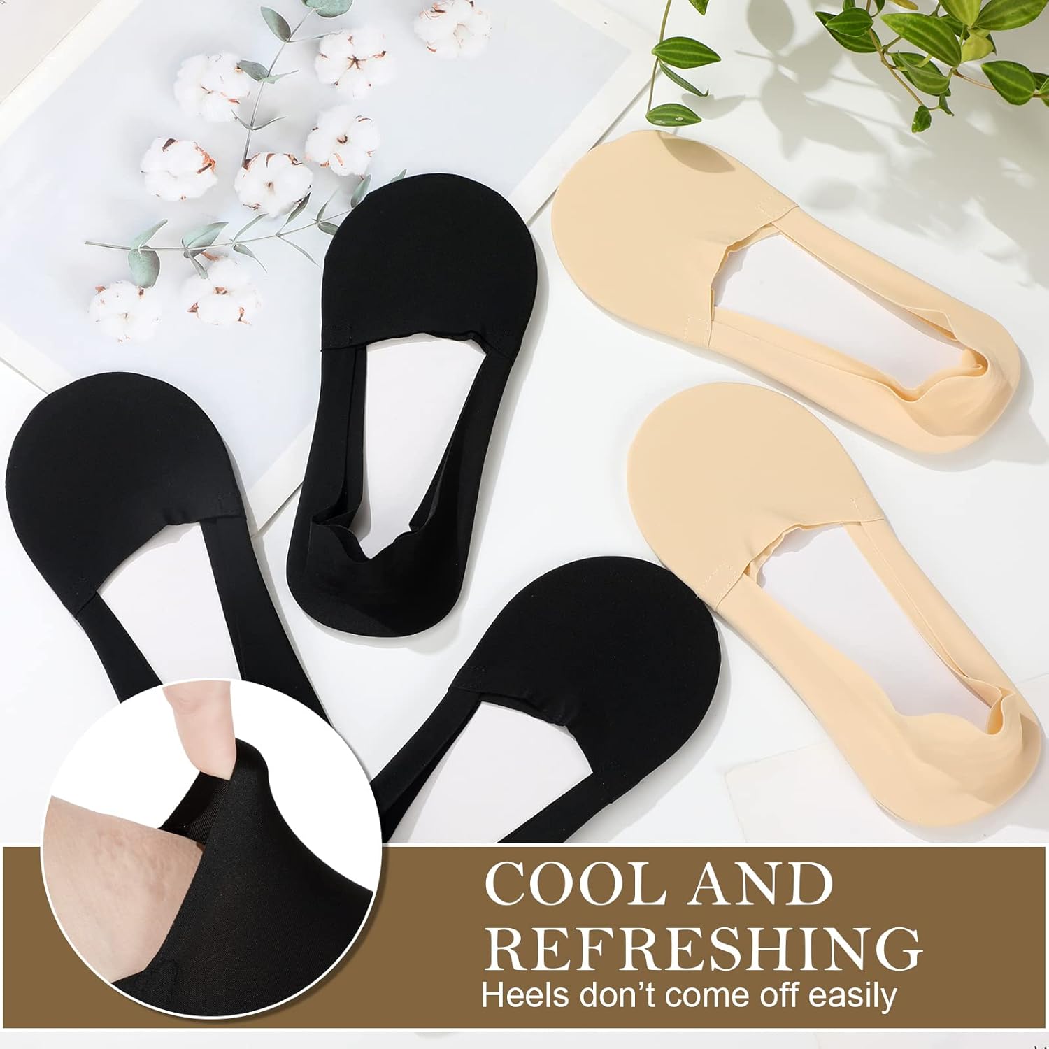 Ice Silk No Show Socks - 10 Pairs, Low Cut, Nonslip, Invisible, Thin (Black, Nude) - Image 7
