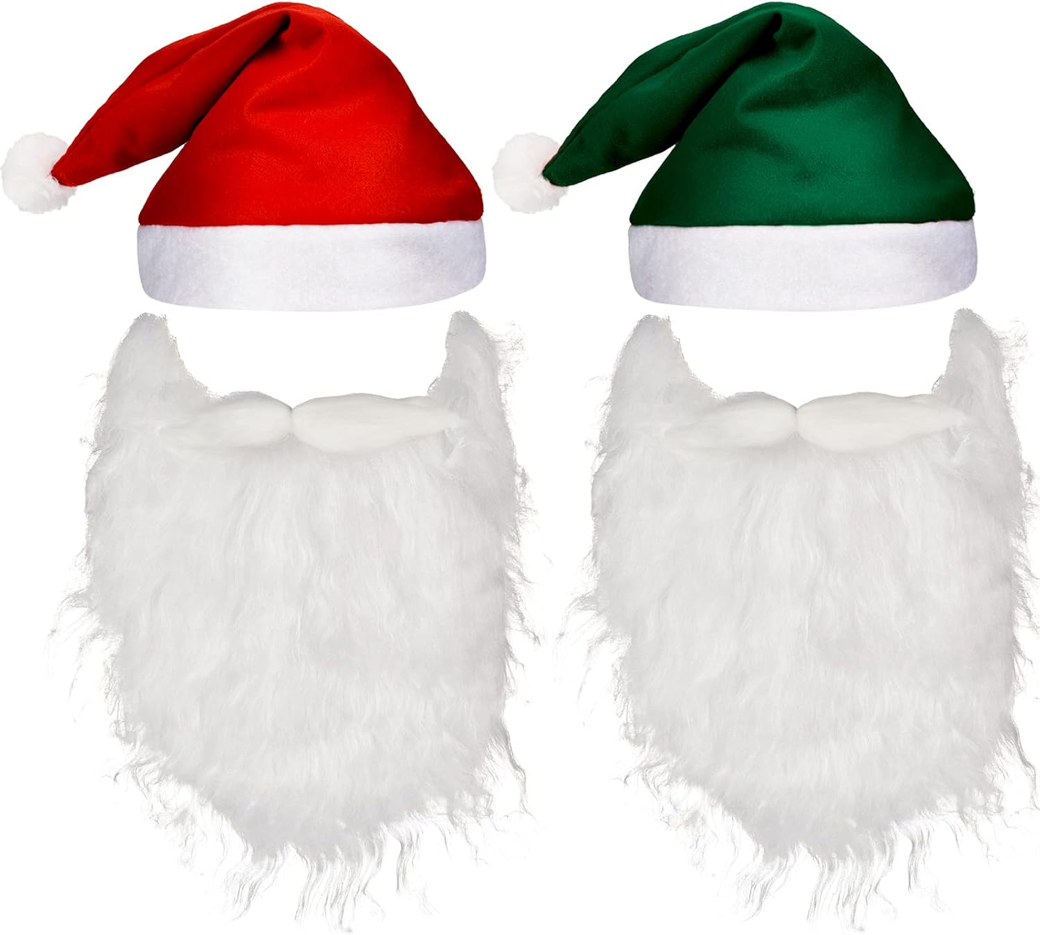 4 Pcs Christmas Santa Costume Santa Claus Hats and Beard Adults Beards Mustache, Hat Xmas Suit Decoration Men Women - Image 1