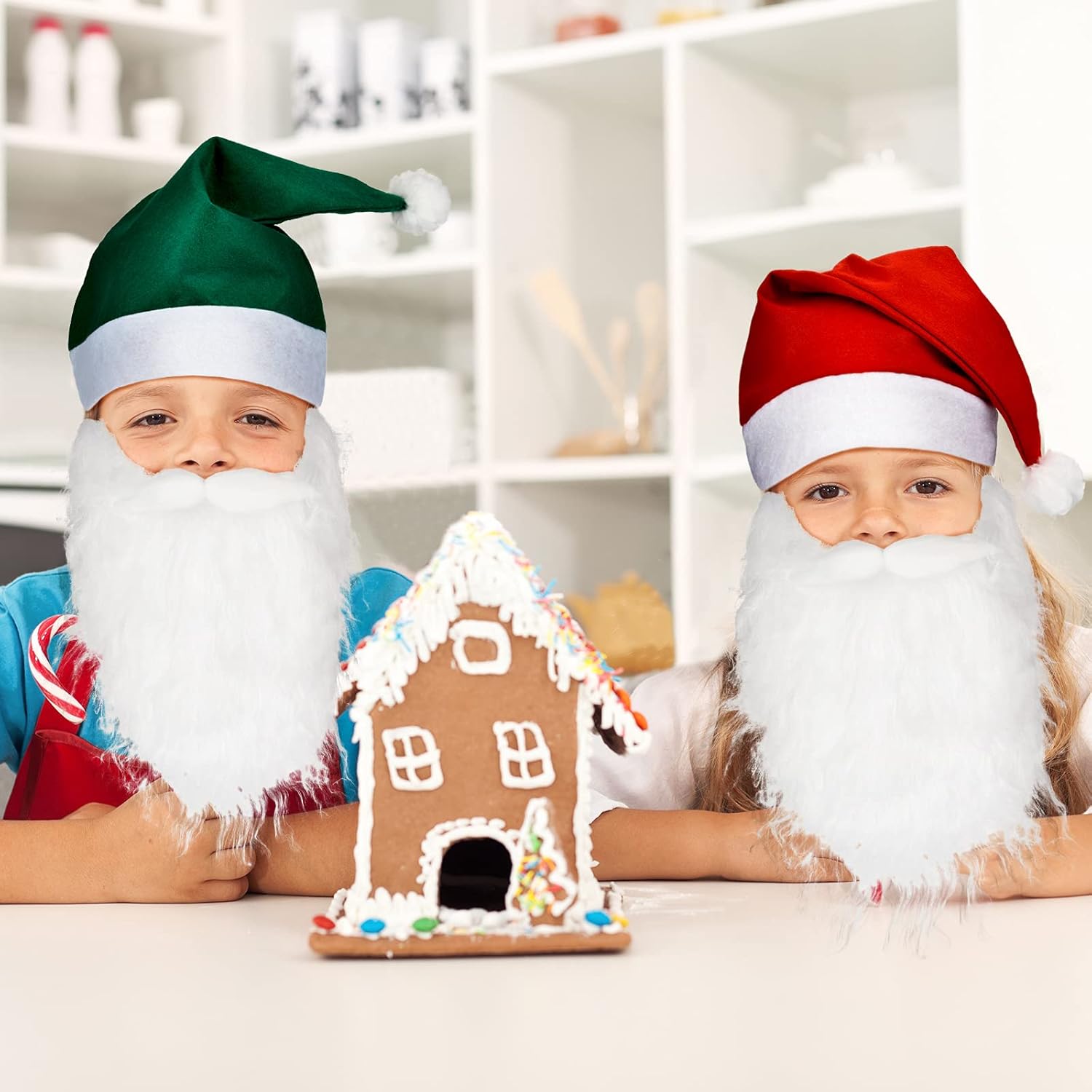 4 Pcs Christmas Santa Costume Santa Claus Hats and Beard Adults Beards Mustache, Hat Xmas Suit Decoration Men Women - Image 7