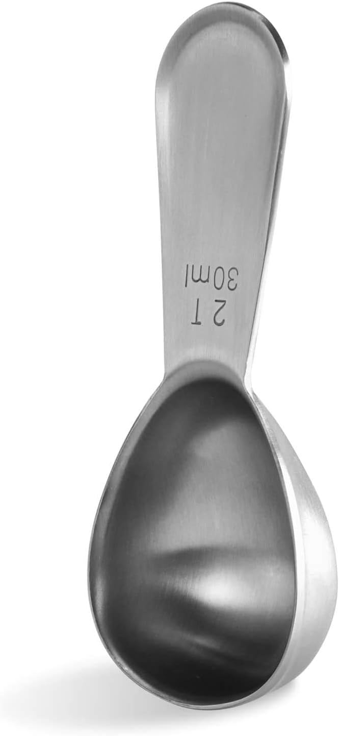Coffee Scoop:  18/8 Stainless Steel Measuring Coffee Scoop 2 tablespoon, Short Handled Measure Scooper for Ground Coffee, Bean in Canister (Silver, 2Tbsp/30ml) - Image 1