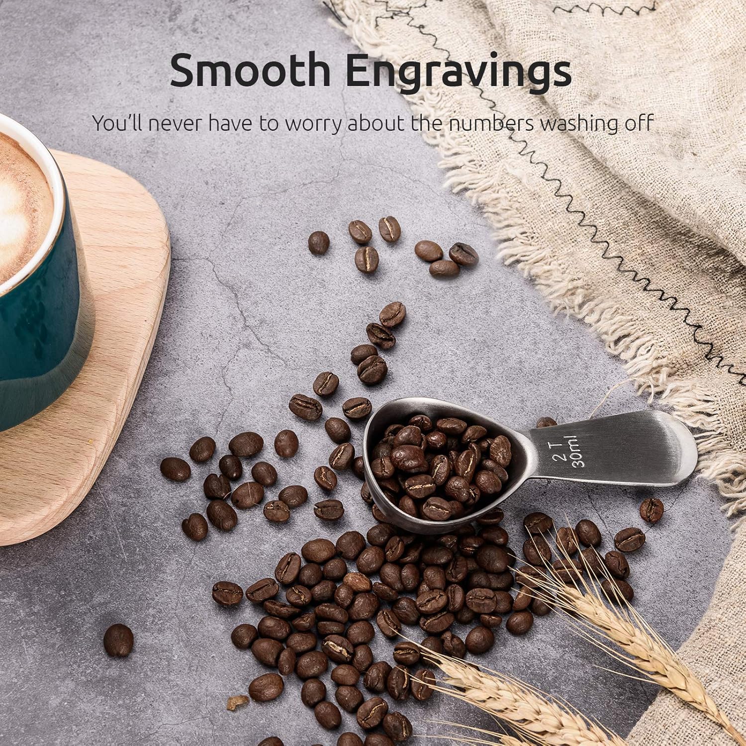 Coffee Scoop:  18/8 Stainless Steel Measuring Coffee Scoop 2 tablespoon, Short Handled Measure Scooper for Ground Coffee, Bean in Canister (Silver, 2Tbsp/30ml) - Image 4