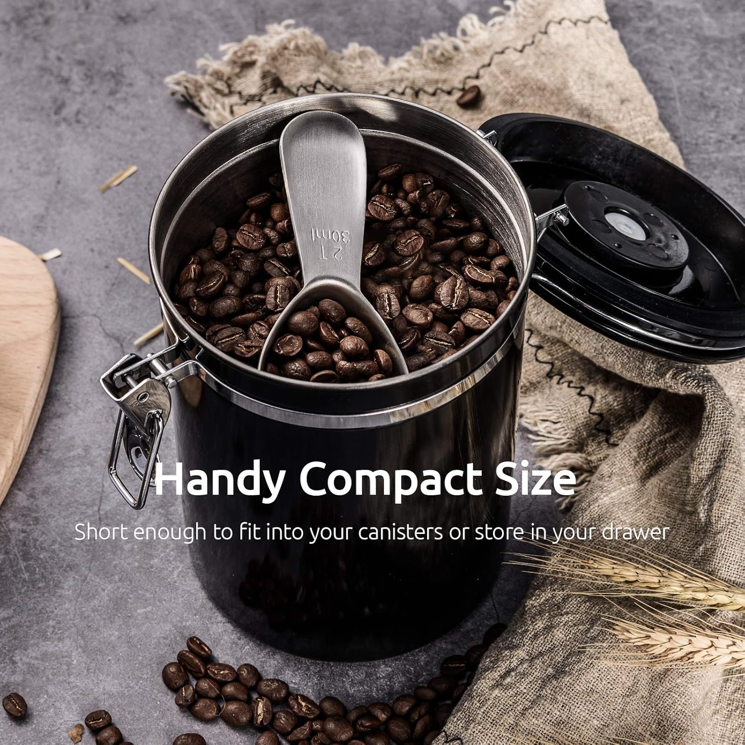 Coffee Scoop:  18/8 Stainless Steel Measuring Coffee Scoop 2 tablespoon, Short Handled Measure Scooper for Ground Coffee, Bean in Canister (Silver, 2Tbsp/30ml) - Image 5