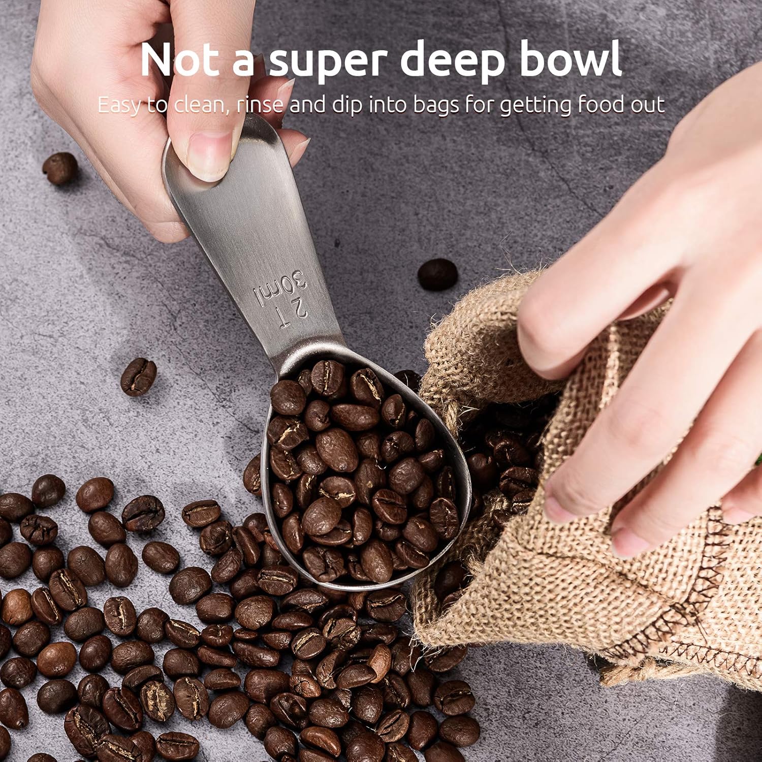 Coffee Scoop:  18/8 Stainless Steel Measuring Coffee Scoop 2 tablespoon, Short Handled Measure Scooper for Ground Coffee, Bean in Canister (Silver, 2Tbsp/30ml) - Image 8