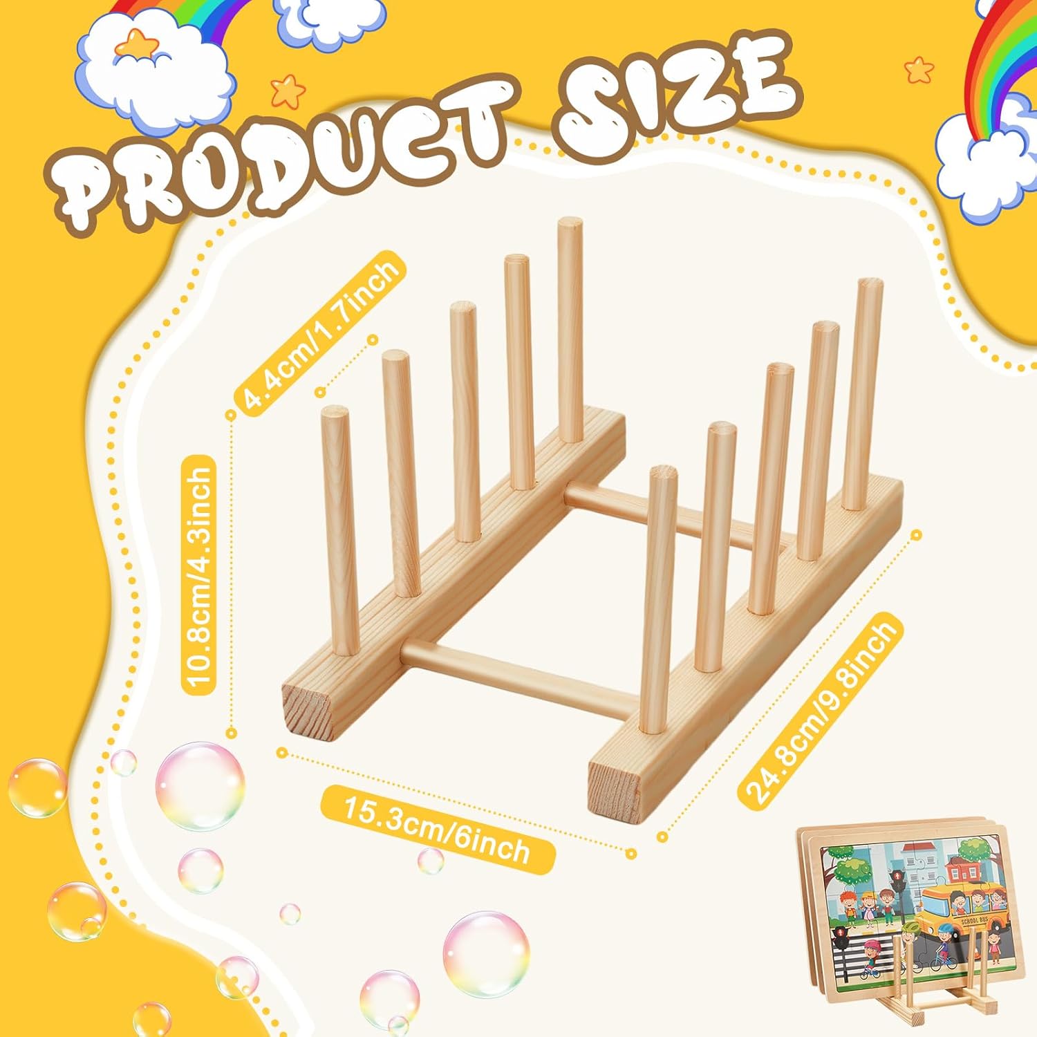 2 Pcs Wooden Puzzle Display Stand Jigsaw Holder Rack Puzzle Pot Lid Storage Organizer Shelf for Playroom Decor Craft Collection Lovers - Image 2