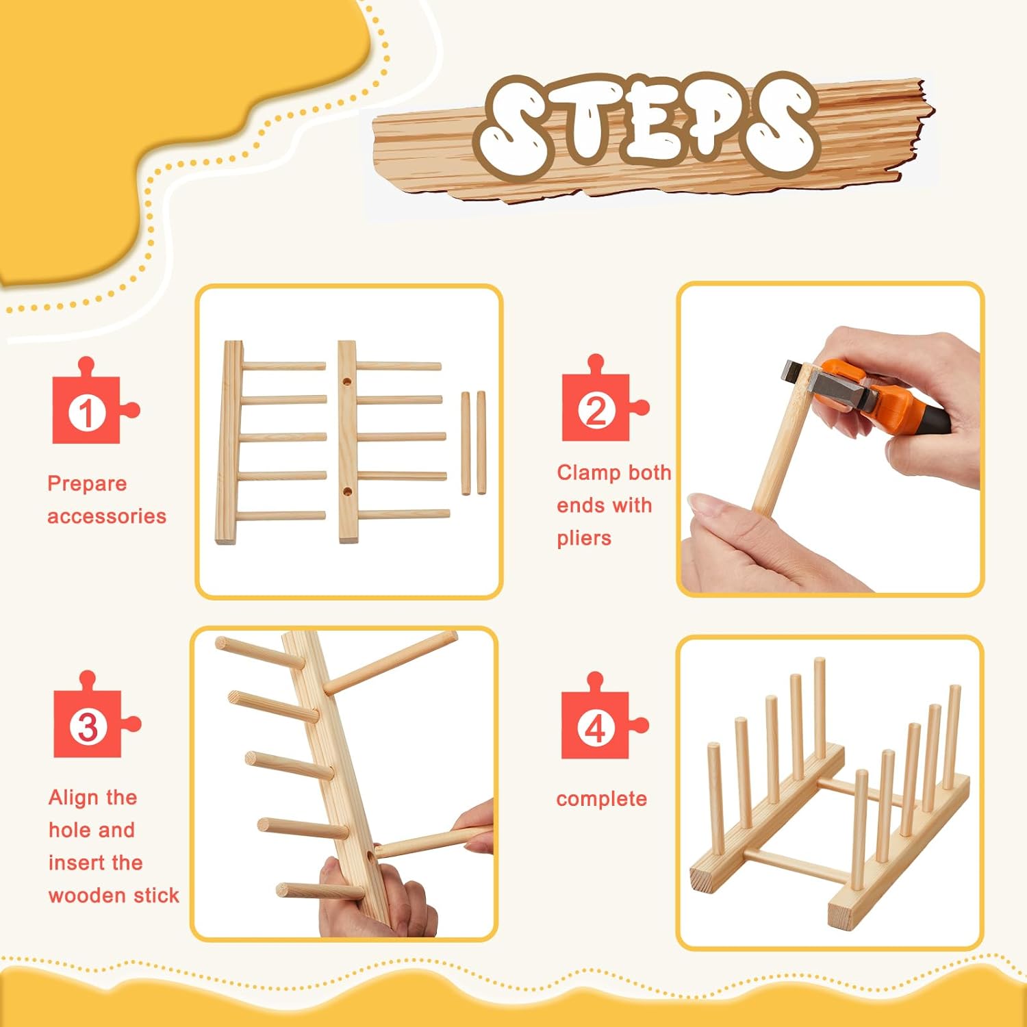2 Pcs Wooden Puzzle Display Stand Jigsaw Holder Rack Puzzle Pot Lid Storage Organizer Shelf for Playroom Decor Craft Collection Lovers - Image 4