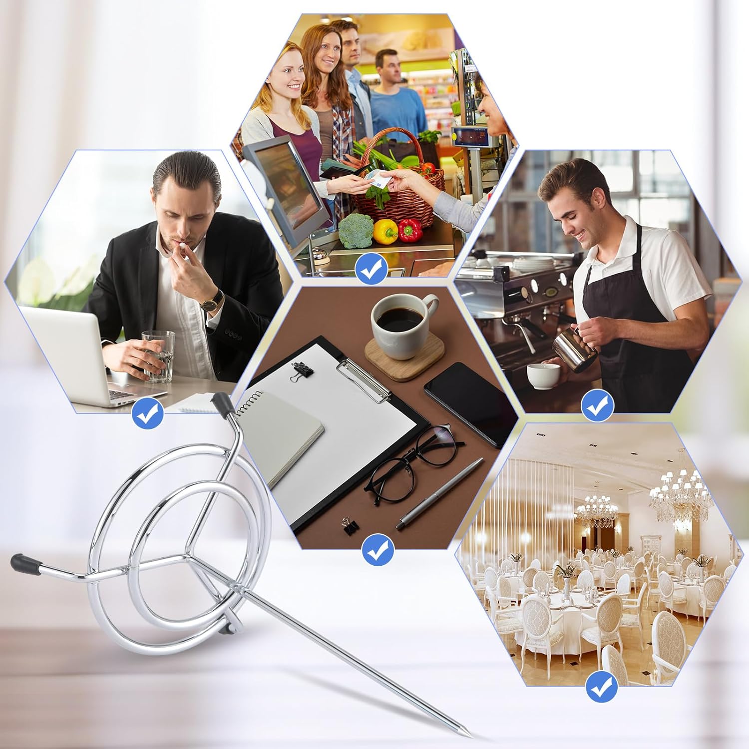 4 Pcs Ticket Stabber for Restaurant, Check Spindle, Receipt Holder Spike, Ticket Spike, Bill Fork, Memo Holder - Image 3
