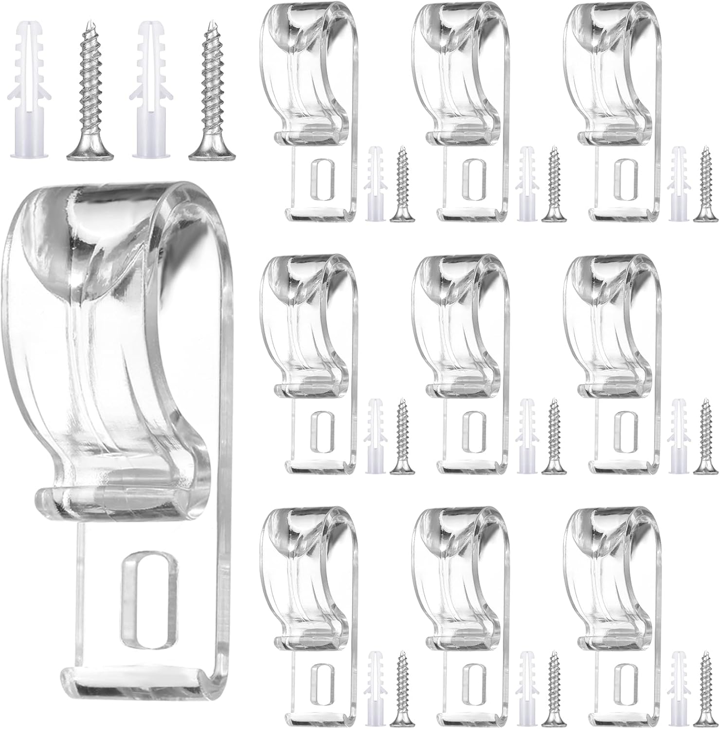 20 Sets Roller Shade Clear Safety Chain and Cord Guide Curtain P Clip Blind Cord Holder Fixation Hook Bead Chain Tension Device with Screws for Roller Vertical and Roman Shades - Image 1