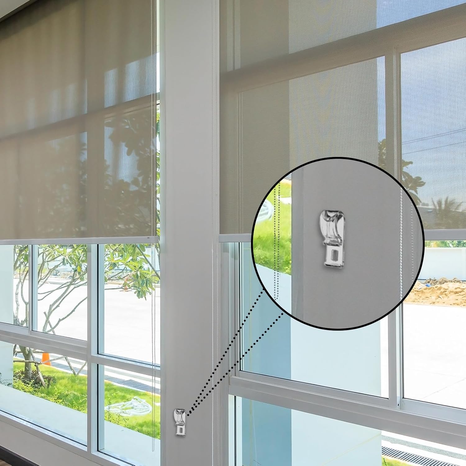 20 Sets Roller Shade Clear Safety Chain and Cord Guide Curtain P Clip Blind Cord Holder Fixation Hook Bead Chain Tension Device with Screws for Roller Vertical and Roman Shades - Image 3