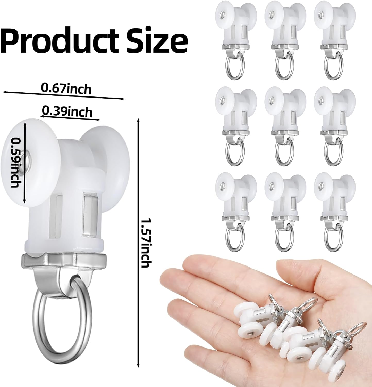 Curtain Track Roller Hooks Rail Pulleys Runners Plastic Ceiling Gliders Window Rod Dual Wheel Roller Carriers Mounted Curtain Track for Window Rail Rod Room Dividers(30 Pcs) - Image 2