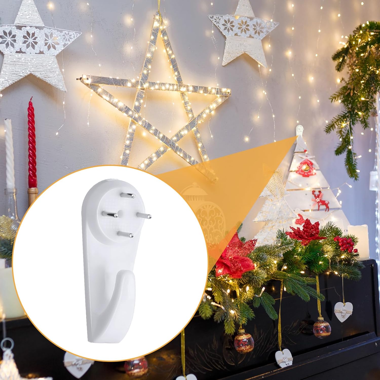 100 Pcs String Light Hooks Fairy Light Hooks No Drilling Invisible Heavy Duty Nail Hangers for Outdoor Brick Wall Hanging Spring Summer Holiday Party Decorations - Image 5