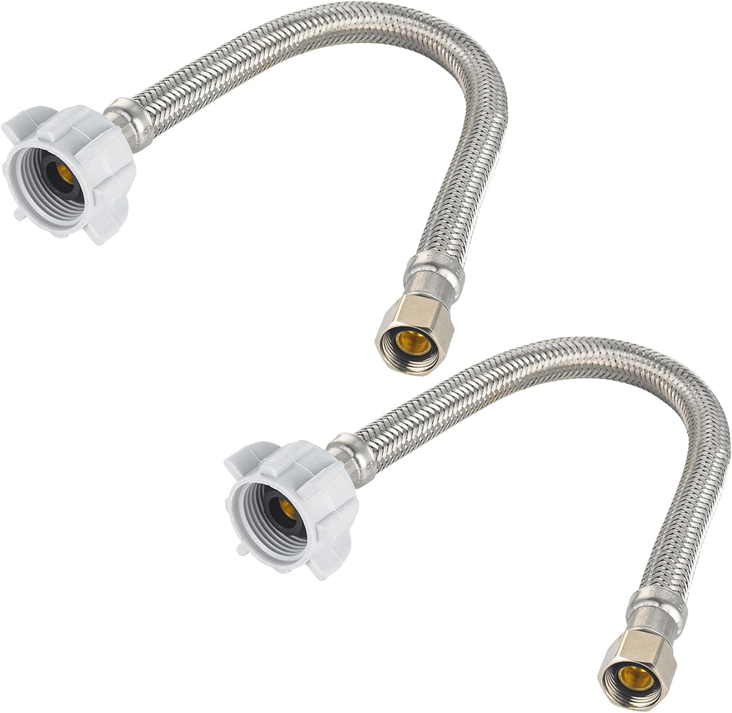 2-Pack  12-inch Toilet Water Supply Connector Line Braided Stainless Steel Hose, 7/8 Female Ballcock Thread x 3/8