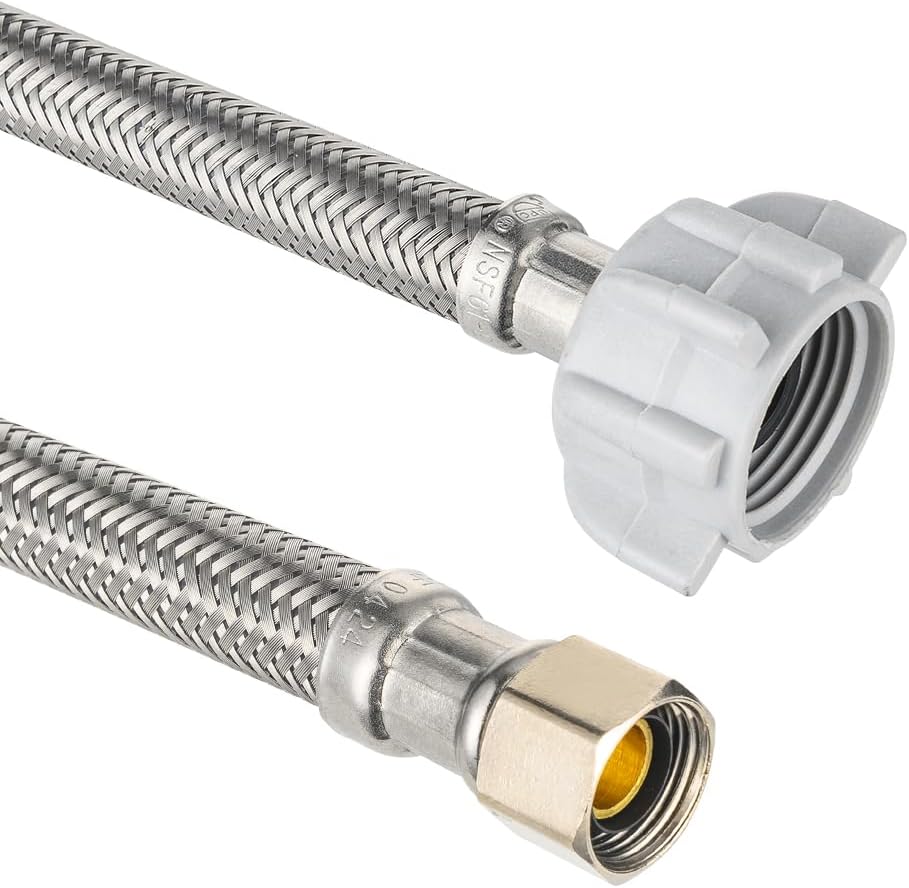 2-Pack  12-inch Toilet Water Supply Connector Line Braided Stainless Steel Hose, 7/8 Female Ballcock Thread x 3/8