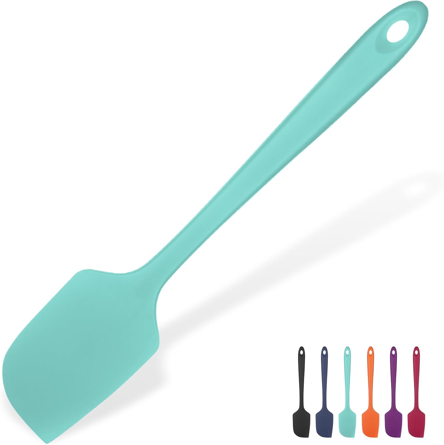 Heat Resistant Silicone Large Spatula:  600ºF High Heat Flexible 11.38in Silicon Mixing Stirring Cooking Scraping Baking Bowl Scraper Seamless Spreader for Kitchen Nonstick Cookware (Aqua Sky) - Image 1