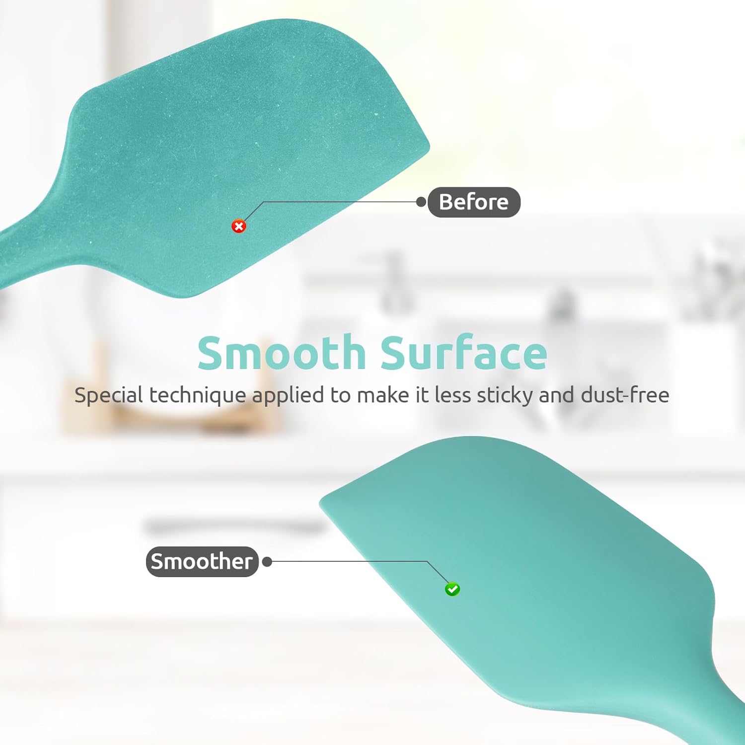 Heat Resistant Silicone Large Spatula:  600ºF High Heat Flexible 11.38in Silicon Mixing Stirring Cooking Scraping Baking Bowl Scraper Seamless Spreader for Kitchen Nonstick Cookware (Aqua Sky) - Image 7