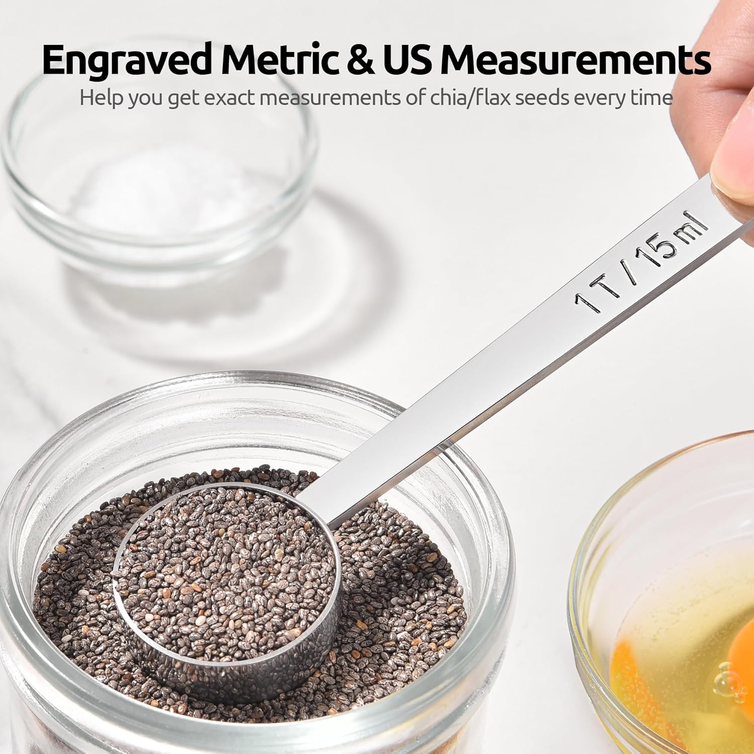 Coffee Scoop 1 Tablespoon: 18/8 Stainless Steel Measuring Scooper for Ground Coffee, Bean, Powder, Espresso, 4.3in Long Handle Metal Measure Spoon for Canister, Jar (1Tbsp/15ml) - Image 4