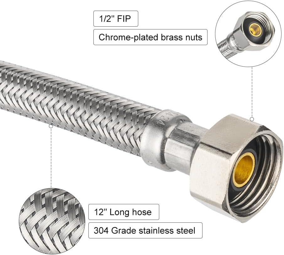 2-Pack  Faucet Supply Lines, 1/2