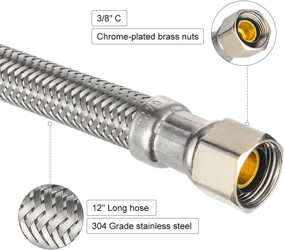 2-Pack  Faucet Supply Lines, 1/2