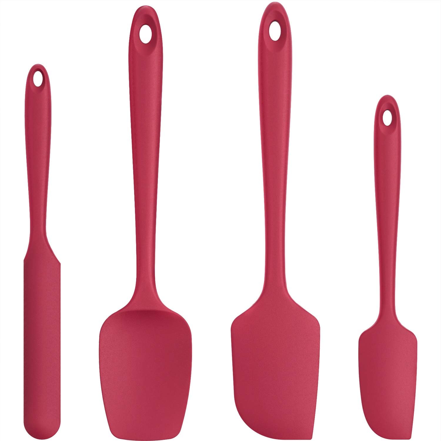 Silicone Spatula Set with 480 Degrees Fahrenheit Heat Resistant (Red) - Image 1