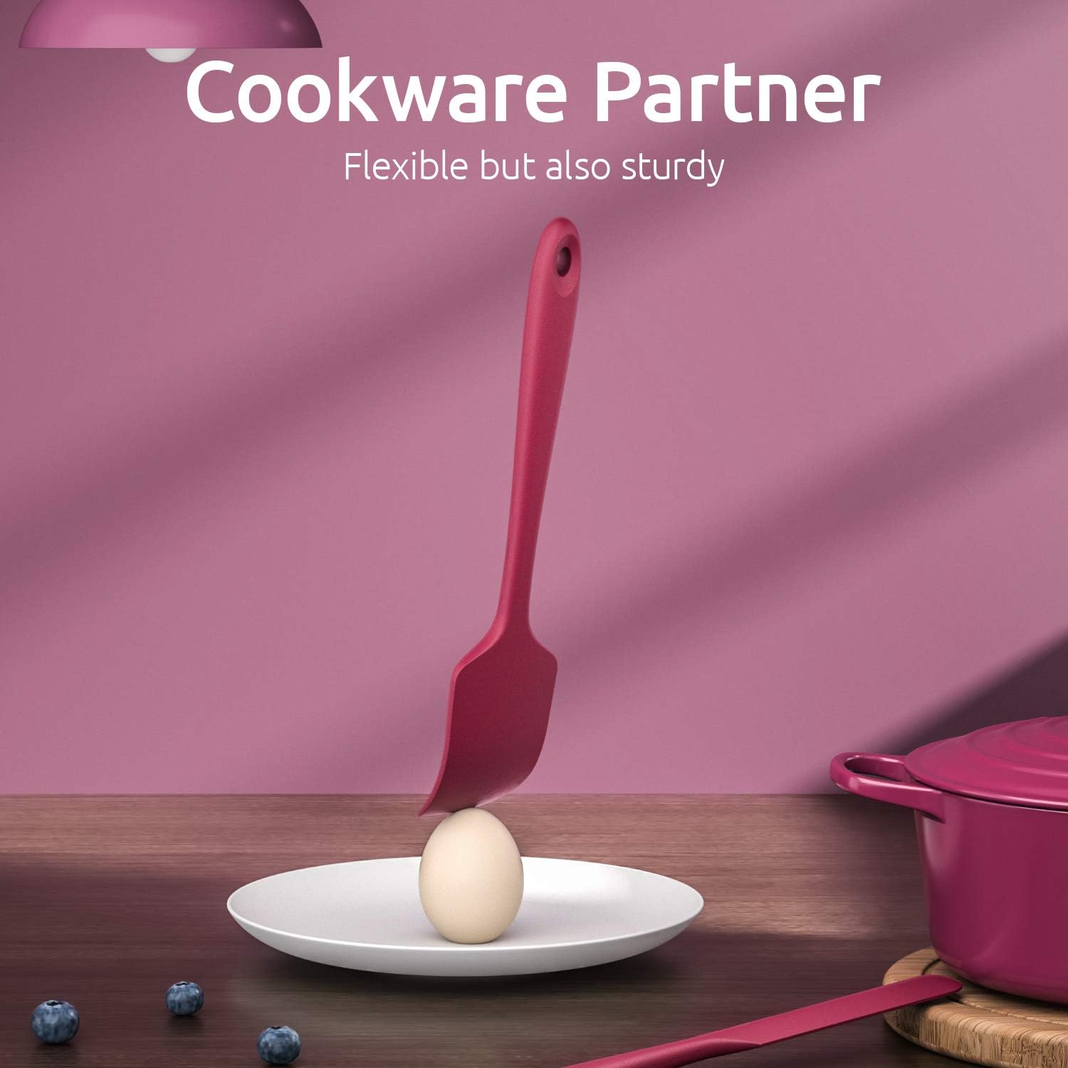 Silicone Spatula Set with 480 Degrees Fahrenheit Heat Resistant (Red) - Image 5