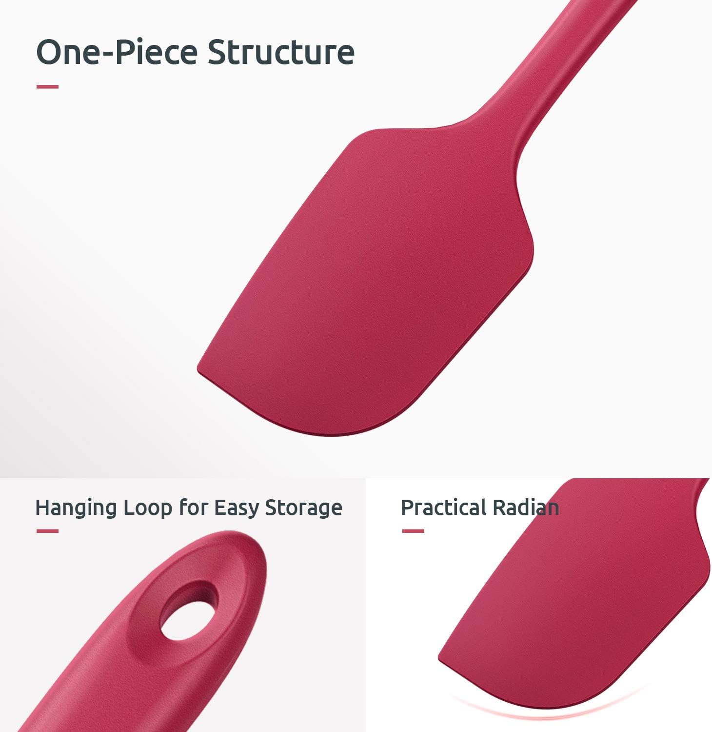 Silicone Spatula Set with 480 Degrees Fahrenheit Heat Resistant (Red) - Image 6