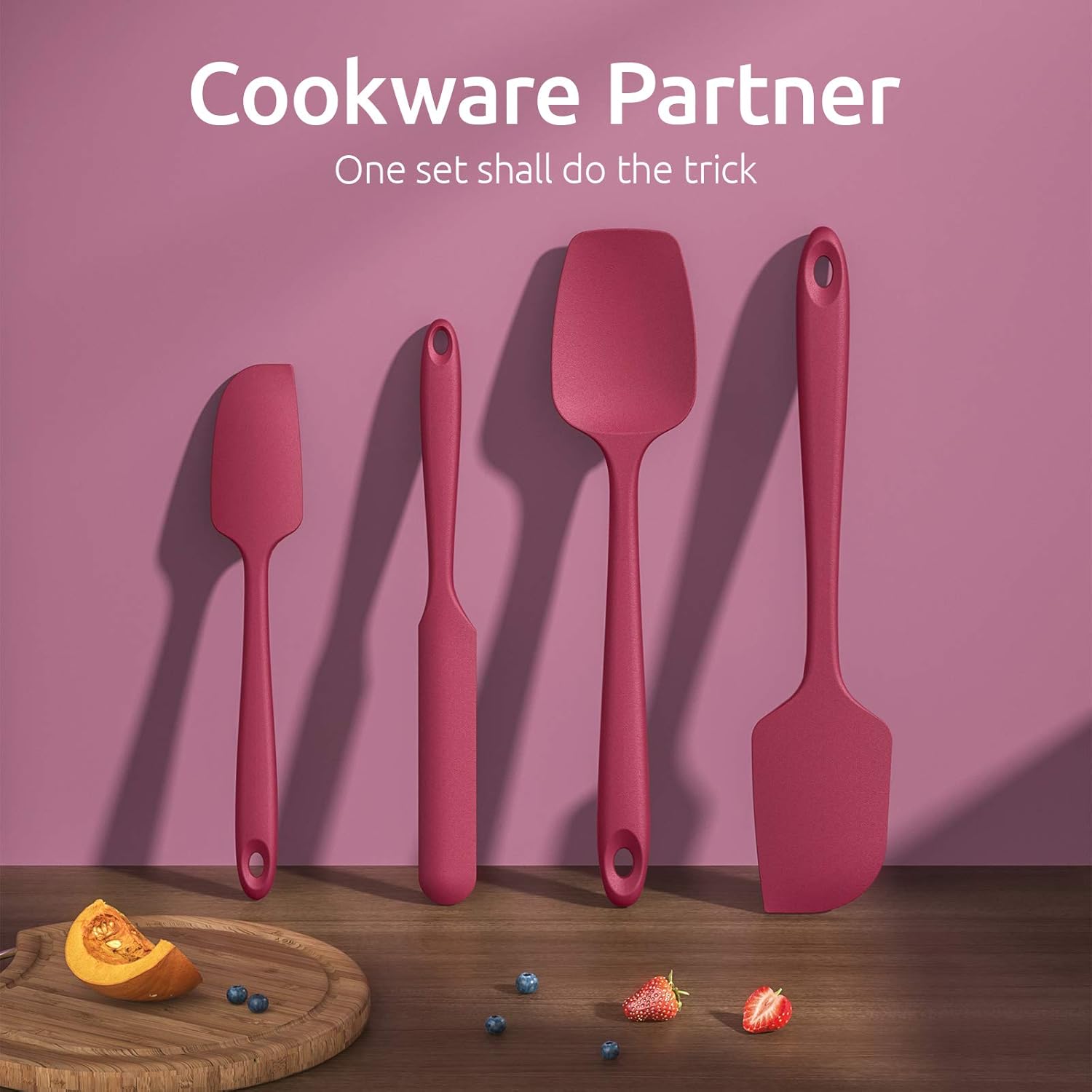 Silicone Spatula Set with 480 Degrees Fahrenheit Heat Resistant (Red) - Image 7