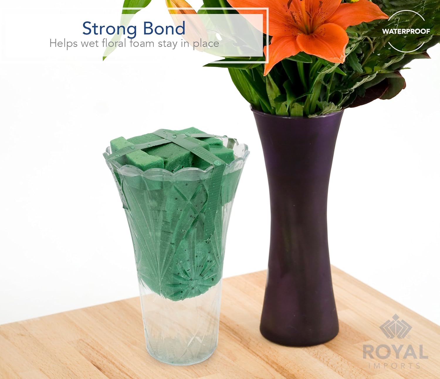 Floral Tape Green, Flower Stem Wrap Adhesive Waterproof Florist Tape for Decorative Bouquets Arranging and Crafts - 0.5