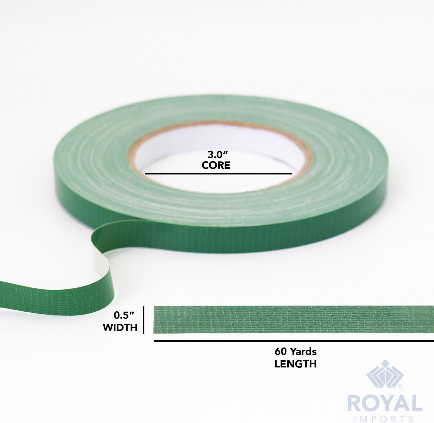 Floral Tape Green, Flower Stem Wrap Adhesive Waterproof Florist Tape for Decorative Bouquets Arranging and Crafts - 0.5