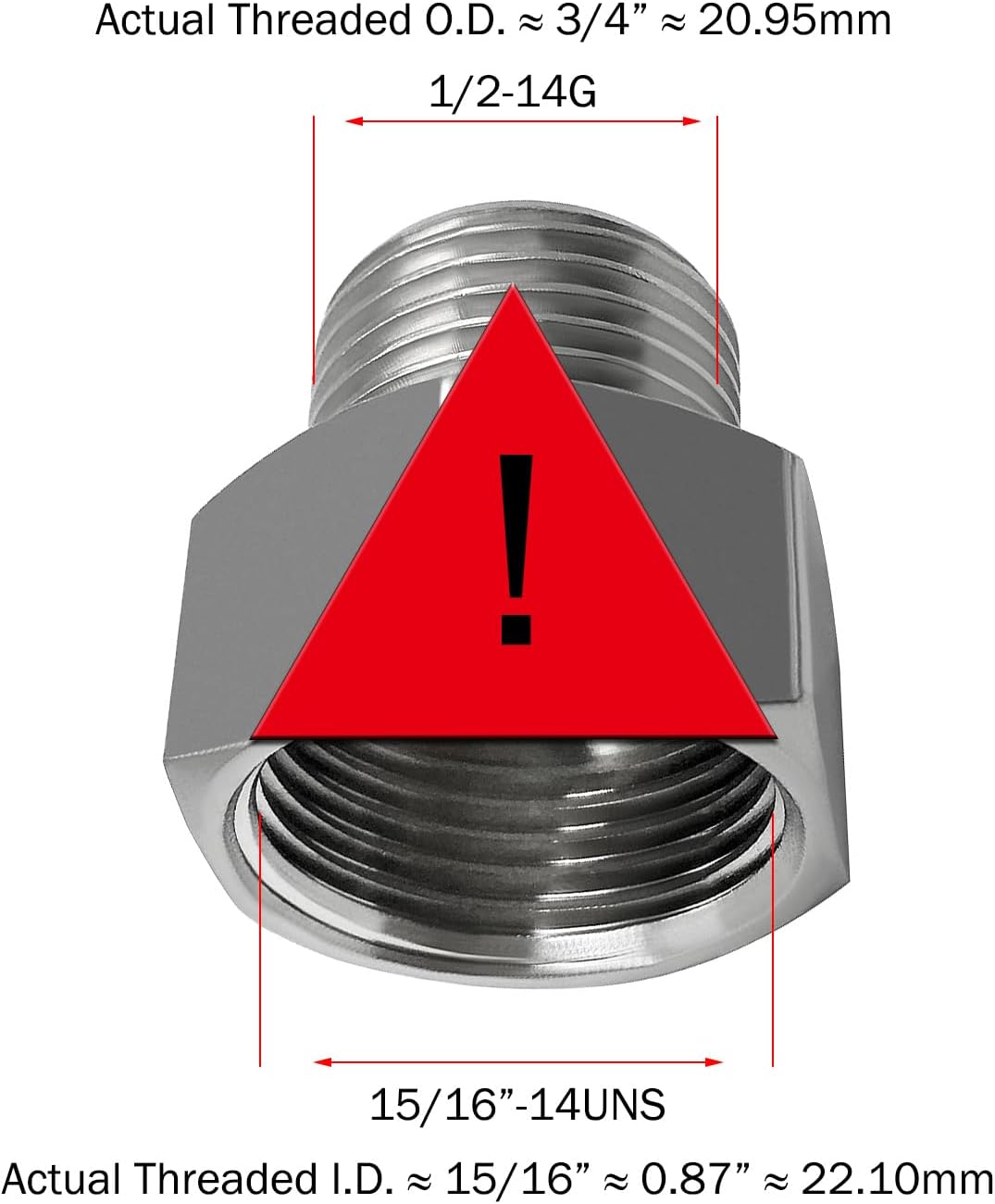 7/8 Female threaded (I.D:15/16) to 1/2 Male threaded (O.D:3/4) Toilet Bidet Hose Pipe Adapter Connector(Pls check your size!) - Image 2