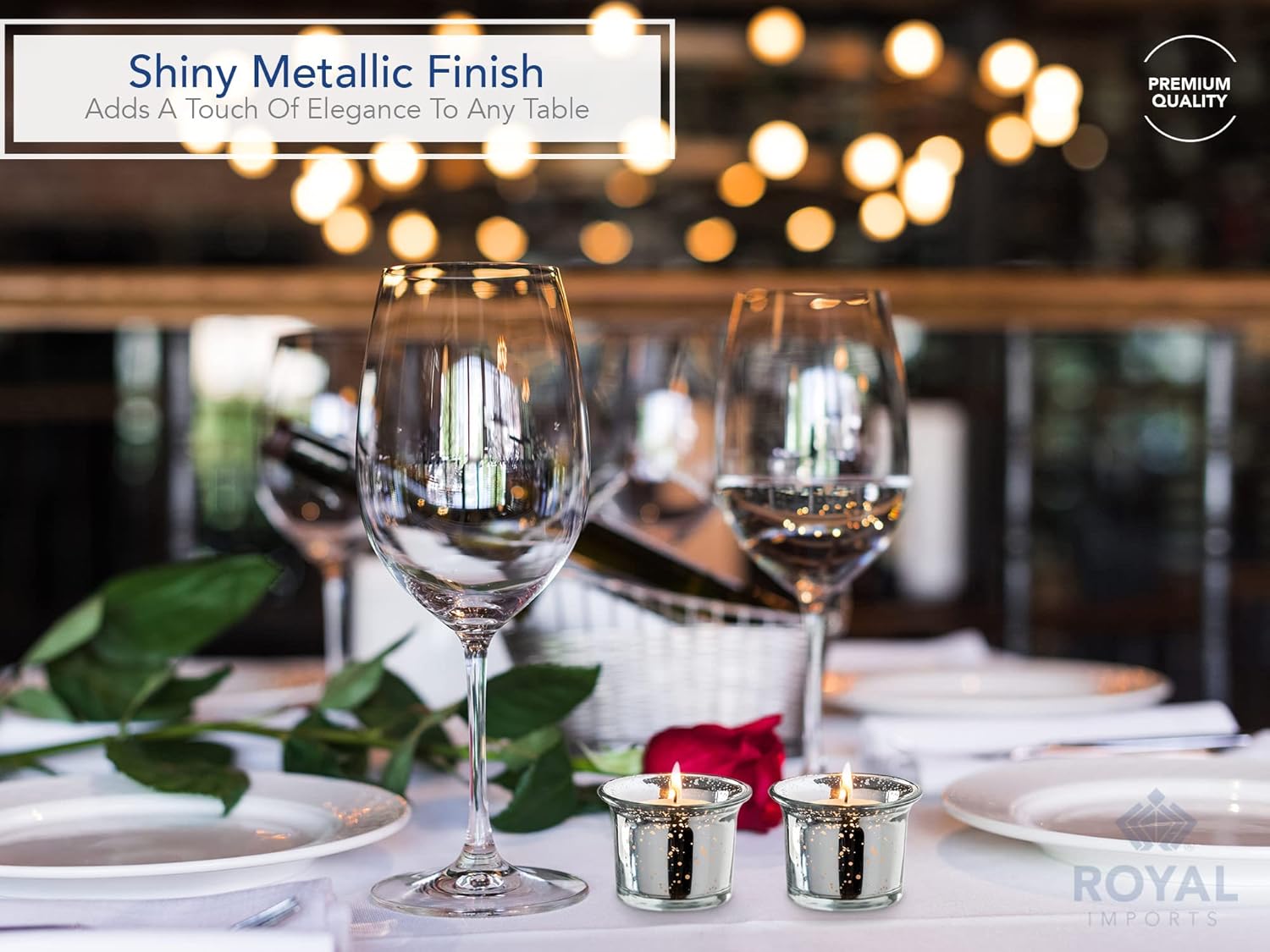 Silver Oyster Mercury Glass Votive Candle Holder, Table Centerpiece Tealight Decoration for Elegant Dinner, Party, Wedding, Holiday, Set of 6 (Unfilled) - Image 2