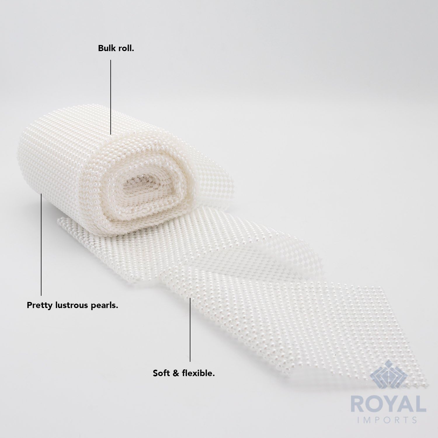 Pearl Bling Wrap Ribbon for Wedding Cake, Party, Holiday & Home Decoration, 10 Yards - White - Image 4